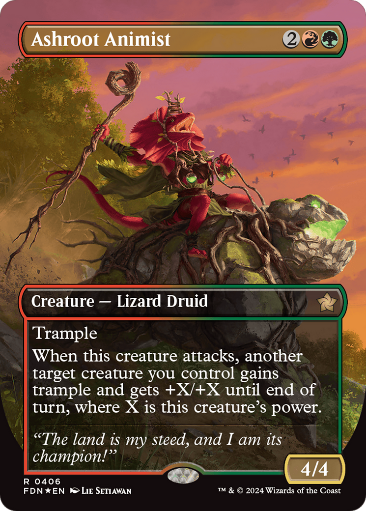 Ashroot Animist (Borderless) (Mana Foil) [Foundations] | Good Games North