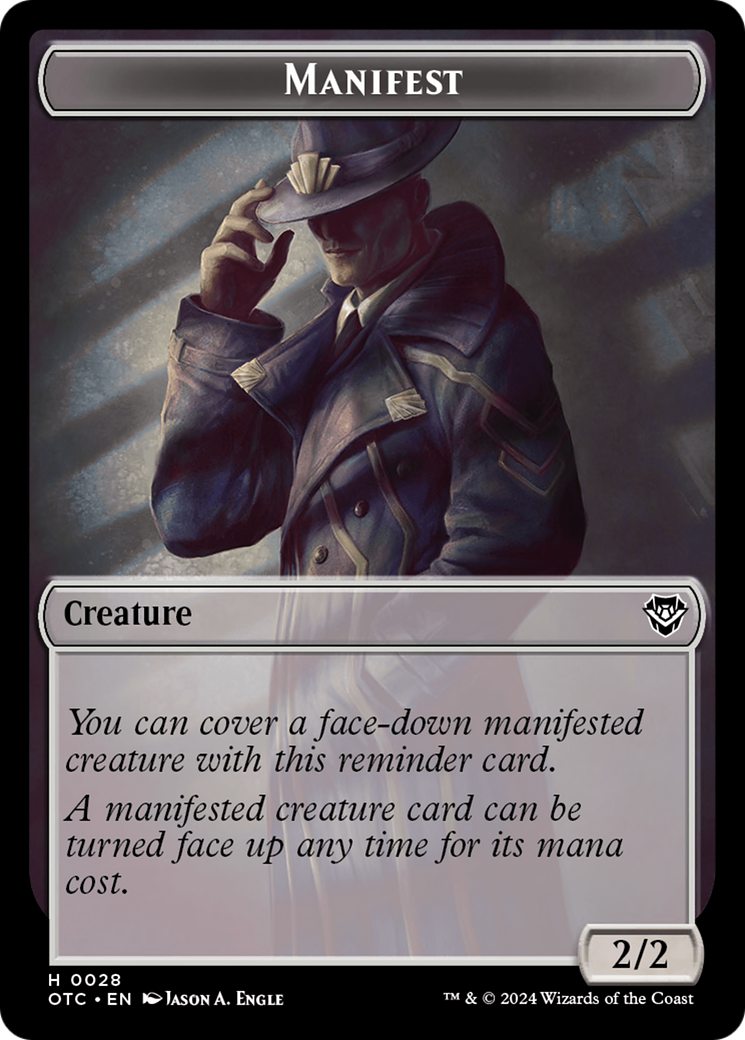 Boar // Manifest Double-Sided Token [Outlaws of Thunder Junction Commander Tokens] | Good Games North