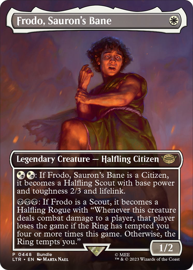 Frodo, Sauron's Bane (Borderless Alternate Art) [The Lord of the Rings: Tales of Middle-Earth] | Good Games North
