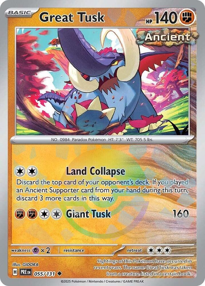 Great Tusk (055/131) (Poke Ball Pattern) [Scarlet & Violet: Prismatic Evolutions] | Good Games North