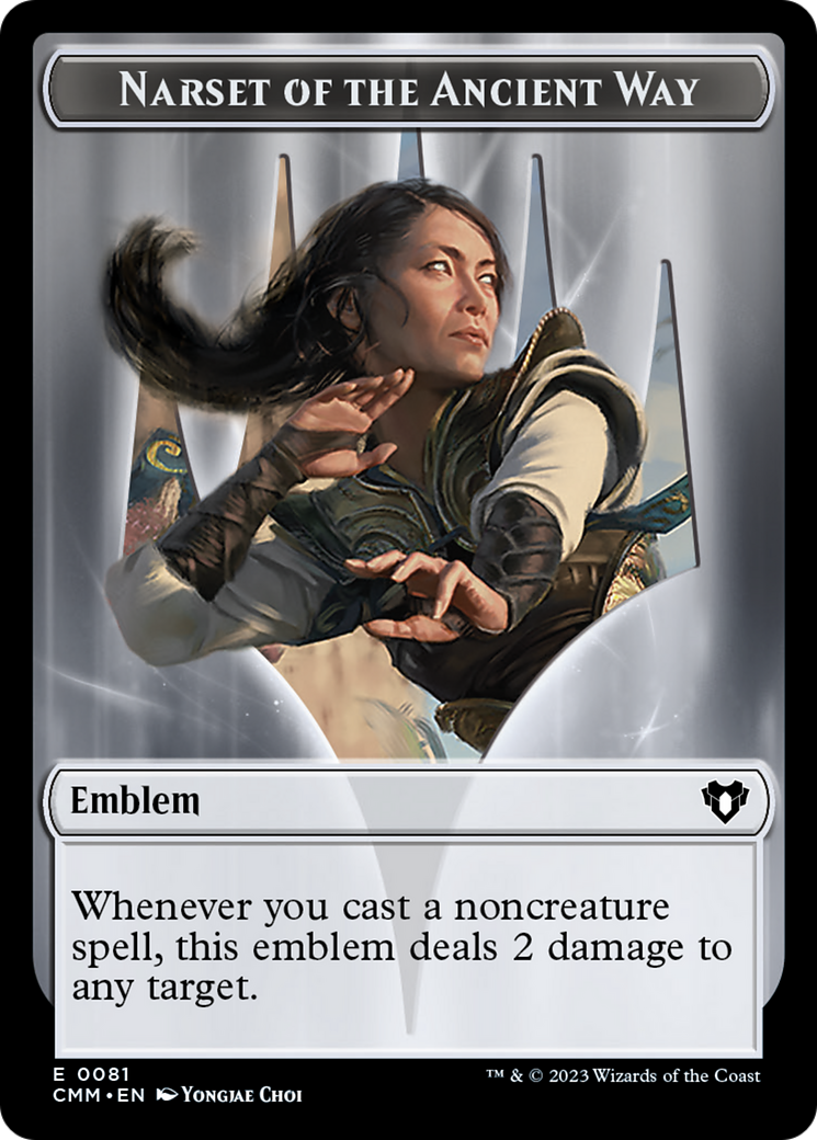 Narset of the Ancient Way Emblem // Wizard Double-Sided Token [Commander Masters Tokens] | Good Games North