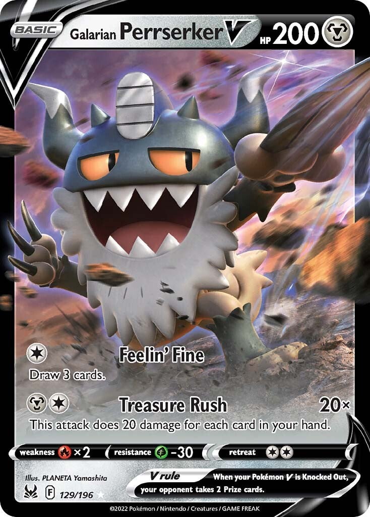 Galarian Perrserker V (129/196) [Sword & Shield: Lost Origin] | Good Games North