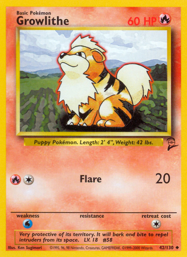 Growlithe (42/130) [Base Set 2] | Good Games North