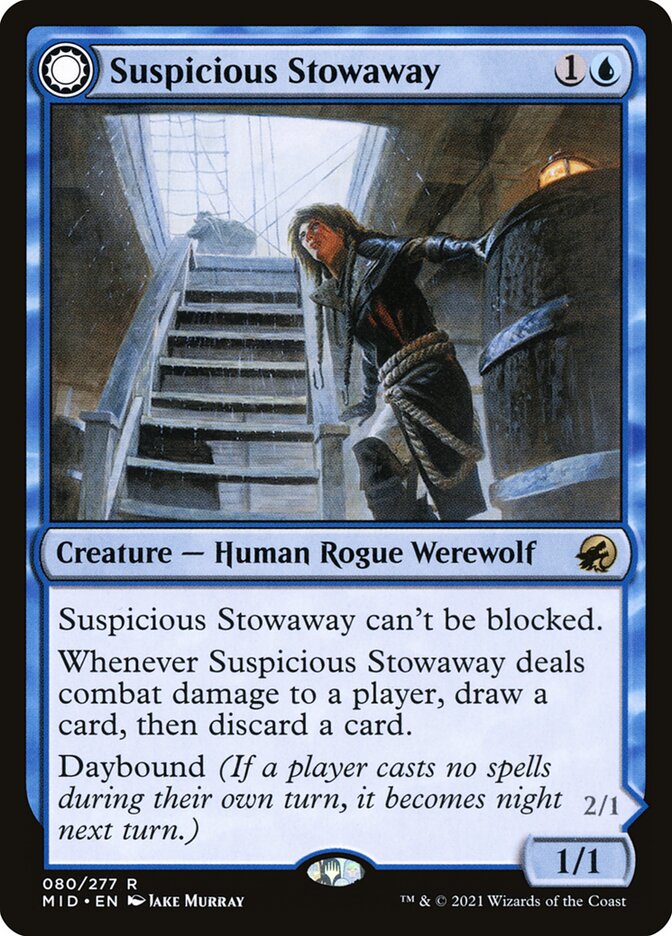 Suspicious Stowaway // Seafaring Werewolf 80/277 (Innistrad: Midnight Hunt)  - Foil | Good Games North