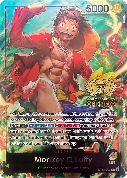 Monkey.D.Luffy (2nd Anniversary Tournament) ST13-003 (One Piece Promotion Cards)  - Foil | Good Games North