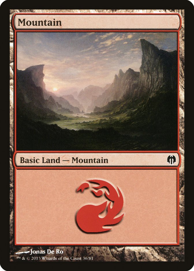 Mountain (36) [Duel Decks: Heroes vs. Monsters] | Good Games North