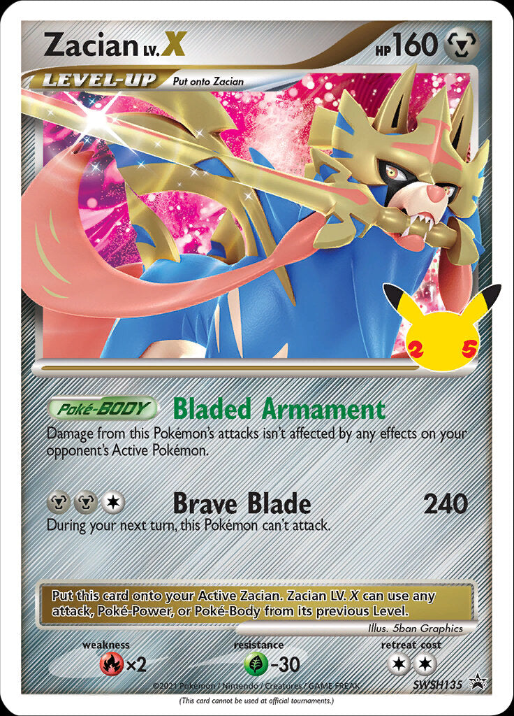 Zacian LV.X (SWSH135) (Celebrations) [Sword & Shield: Black Star Promos] | Good Games North