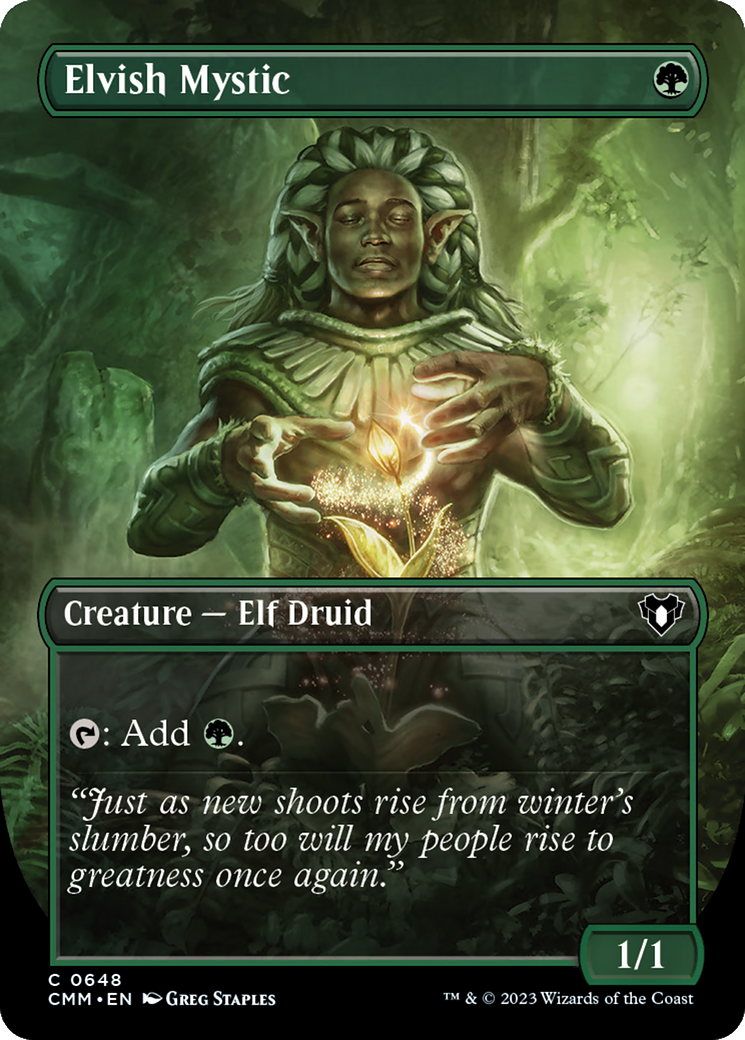 Elvish Mystic (Borderless Alternate Art) [Commander Masters] | Good Games North