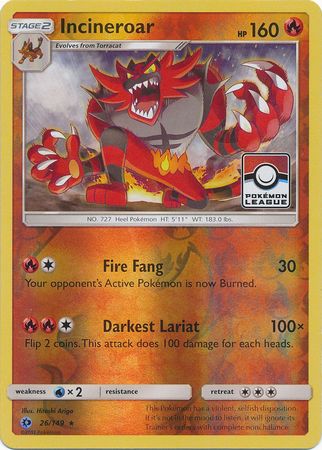 Incineroar (26/149) (League Promo) [Sun & Moon: Base Set] | Good Games North