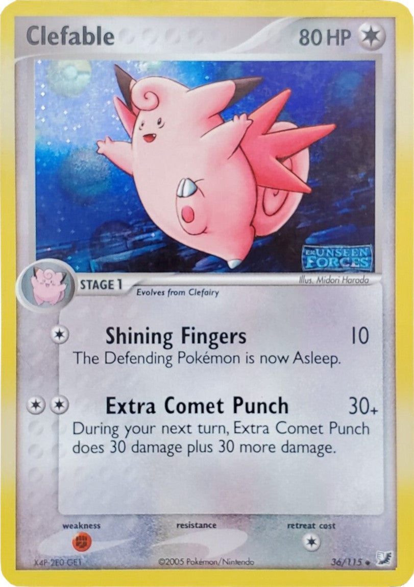 Clefable (36/115) (Stamped) [EX: Unseen Forces] | Good Games North