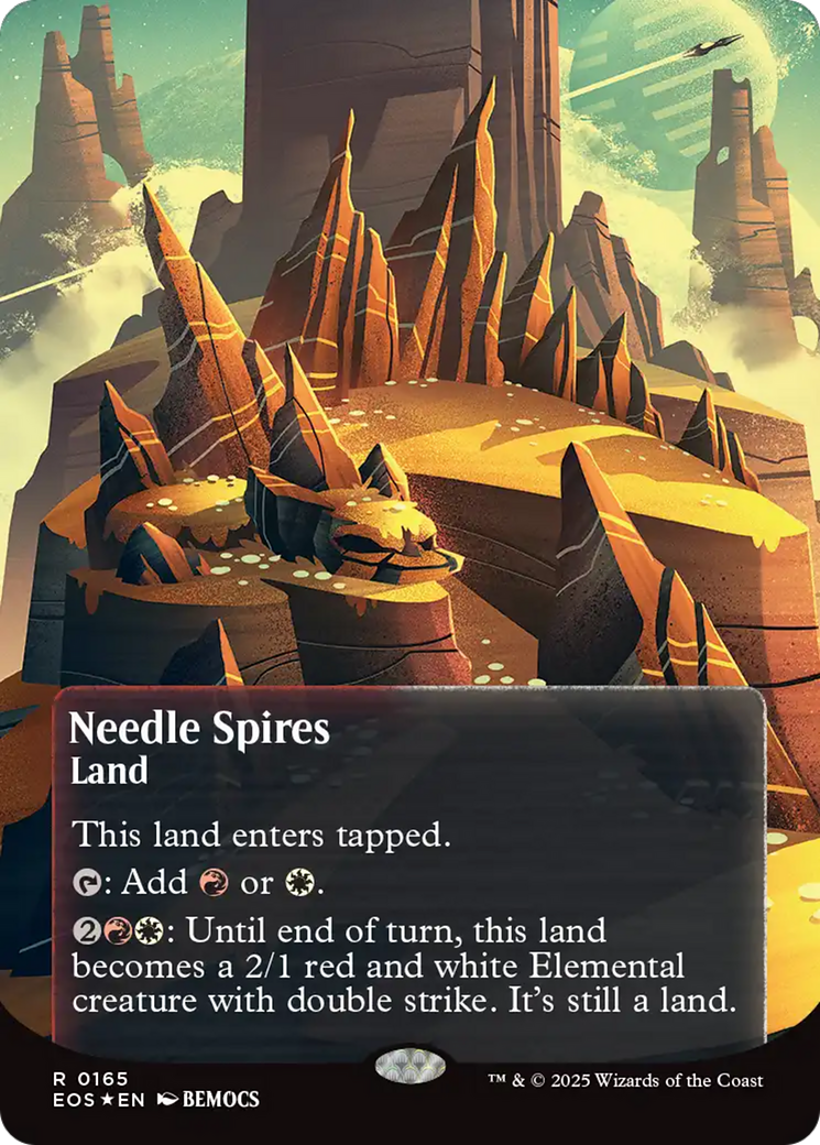 Needle Spires (0165) (Borderless) (Galaxy Foil) [Edge of Eternities: Stellar Sights] | Good Games North
