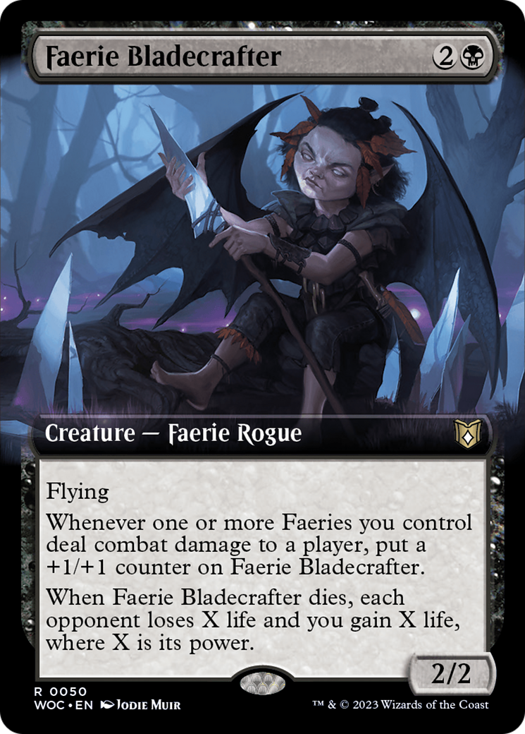 Faerie Bladecrafter (Extended Art) [Wilds of Eldraine Commander] | Good Games North