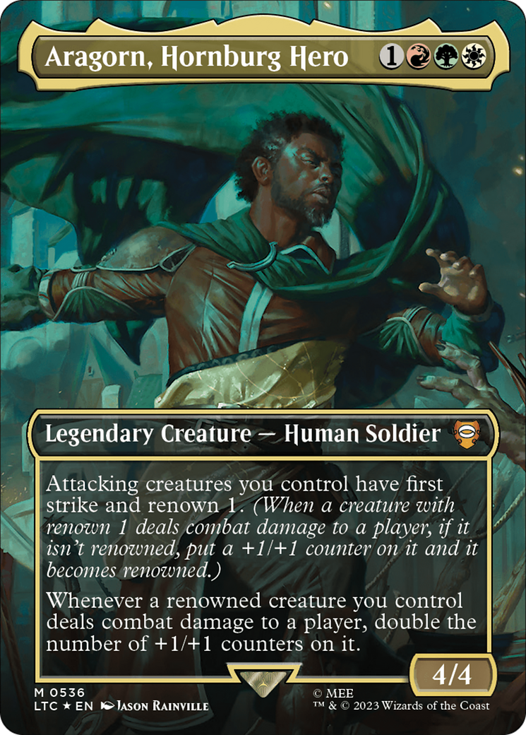 Aragorn, Hornburg Hero (Borderless) (Surge Foil) [The Lord of the Rings: Tales of Middle-Earth Commander] | Good Games North