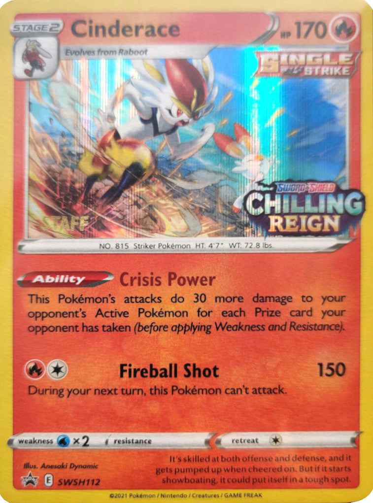 Cinderace (SWSH112) (Staff Prerelease Promo) [Sword & Shield: Black Star Promos] | Good Games North