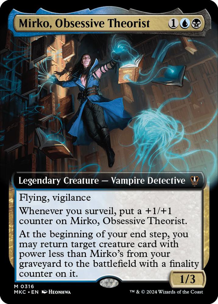 Mirko Obsessive Theorist Extended Art (Commander: Murders at Karlov Manor)  | Good Games North