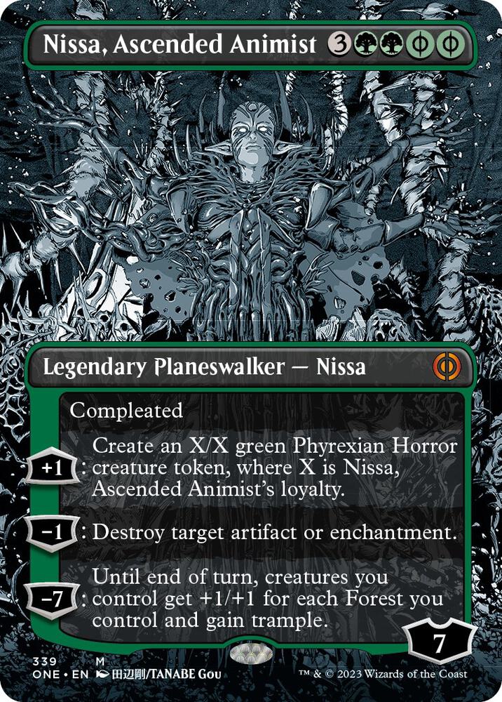 Nissa Ascended Animist Borderless (Phyrexia: All Will Be One)  - Foil | Good Games North