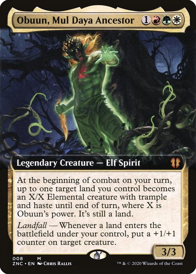 Obuun, Mul Daya Ancestor 8/142 (Commander: Zendikar Rising)  - Extended Art | Good Games North