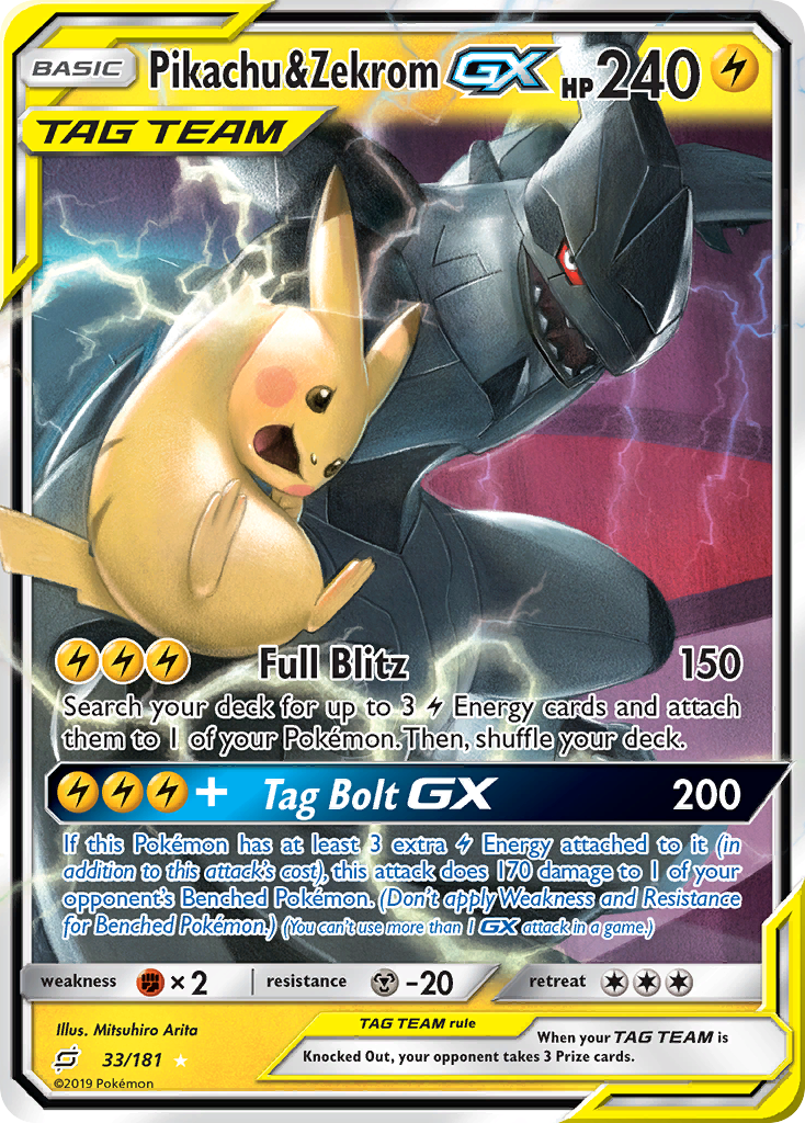 Pikachu & Zekrom GX (33/181) [Sun & Moon: Team Up] | Good Games North