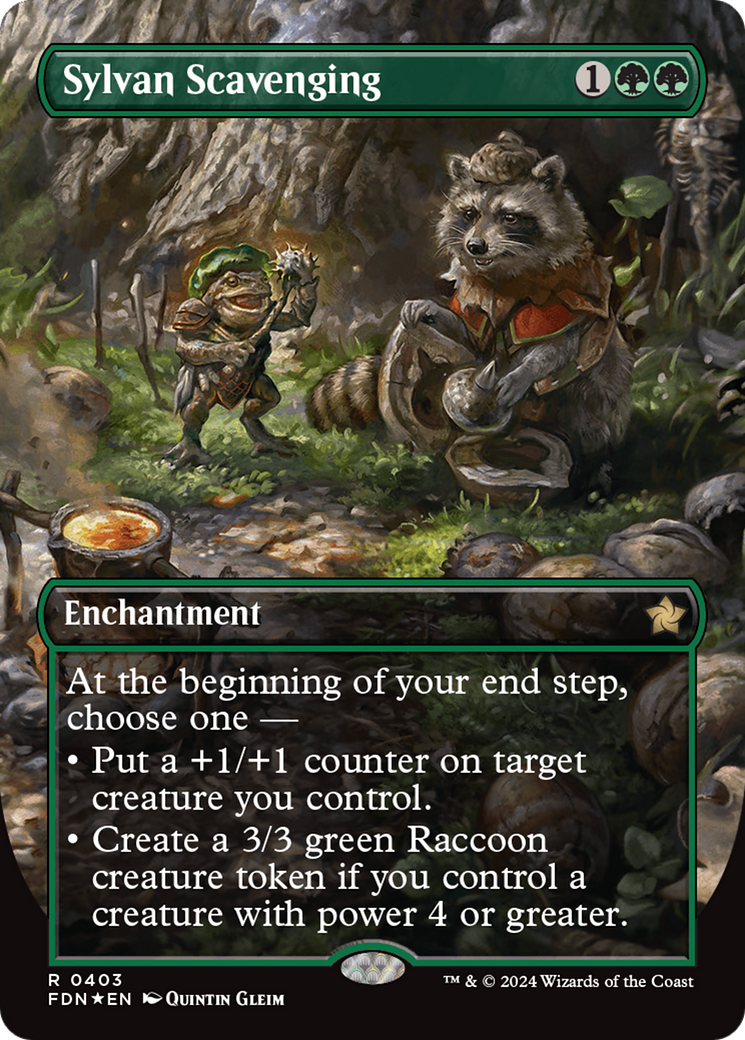 Sylvan Scavenging (Borderless) (Mana Foil) [Foundations] | Good Games North