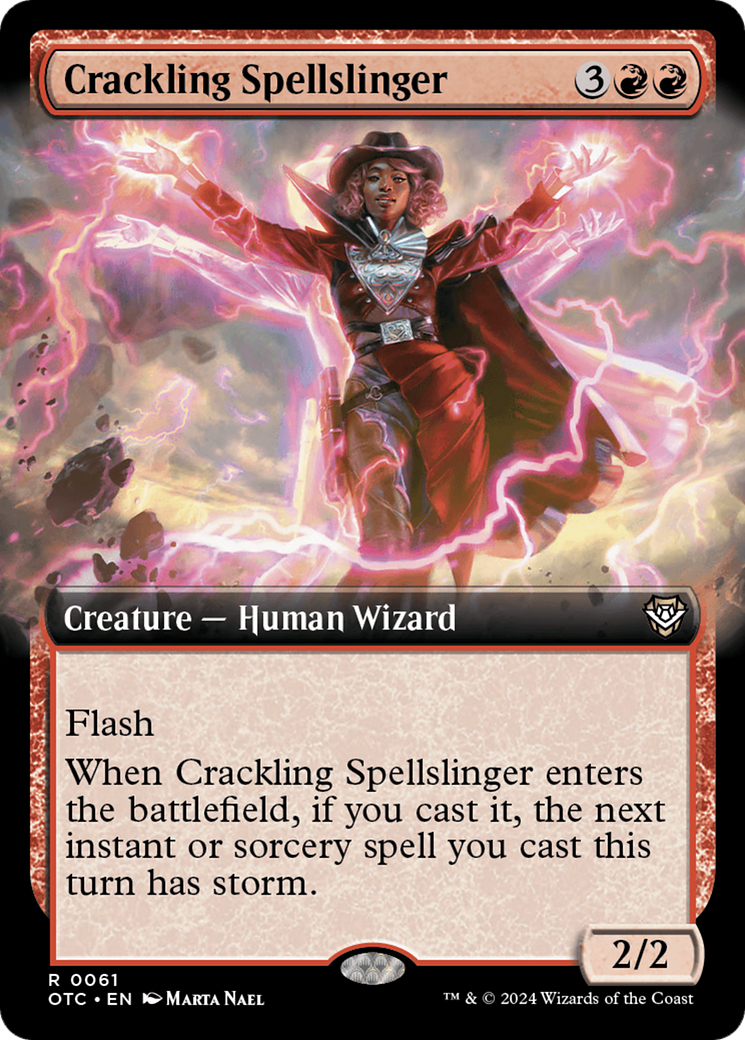 Crackling Spellslinger (Extended Art) [Outlaws of Thunder Junction Commander] | Good Games North