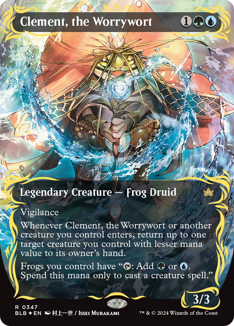 Clement, the Worrywort (Borderless) (Raised Foil) [Bloomburrow] | Good Games North