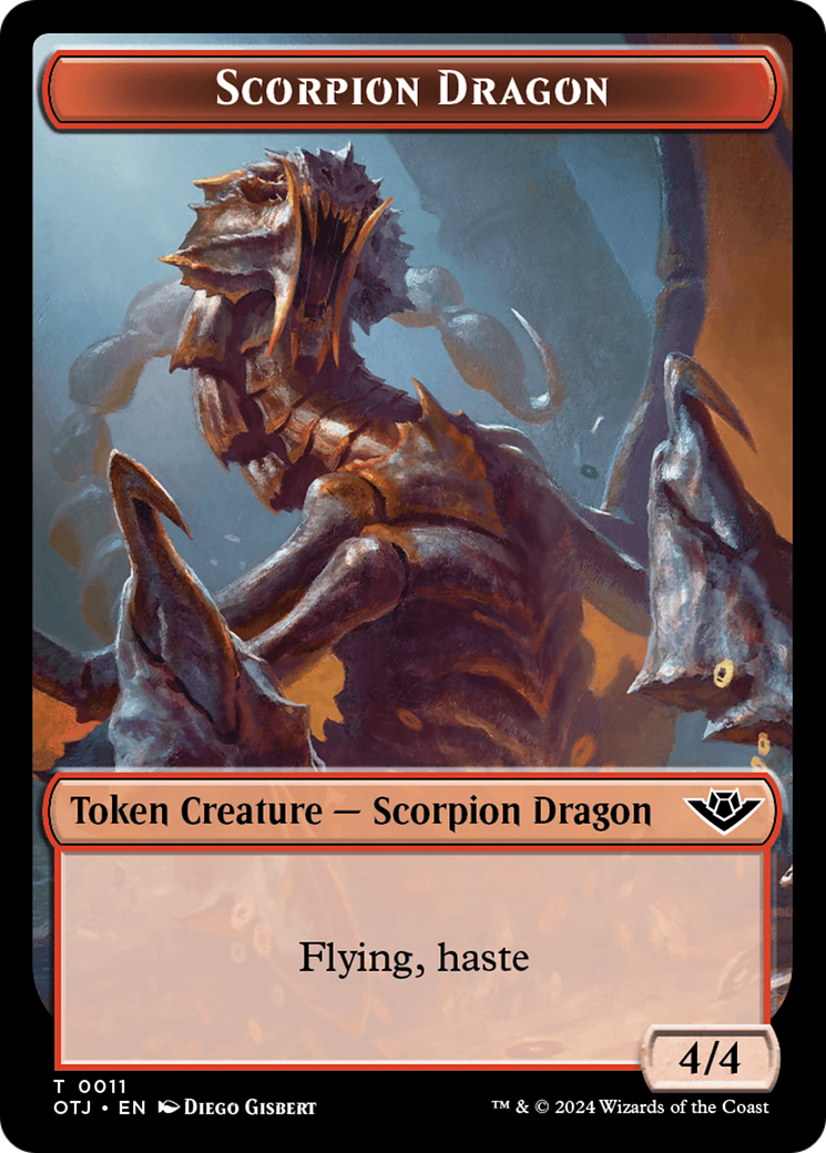 Treasure // Scorpion Dragon Double-Sided Token [Outlaws of Thunder Junction Tokens] | Good Games North
