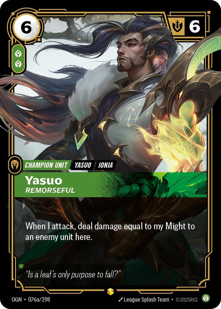 Yasuo Remorseful Alternate Art (Origins)  - Foil | Good Games North
