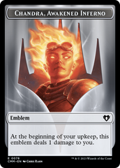 Chandra, Awakened Inferno Emblem // Wizard Double-Sided Token [Commander Masters Tokens] | Good Games North