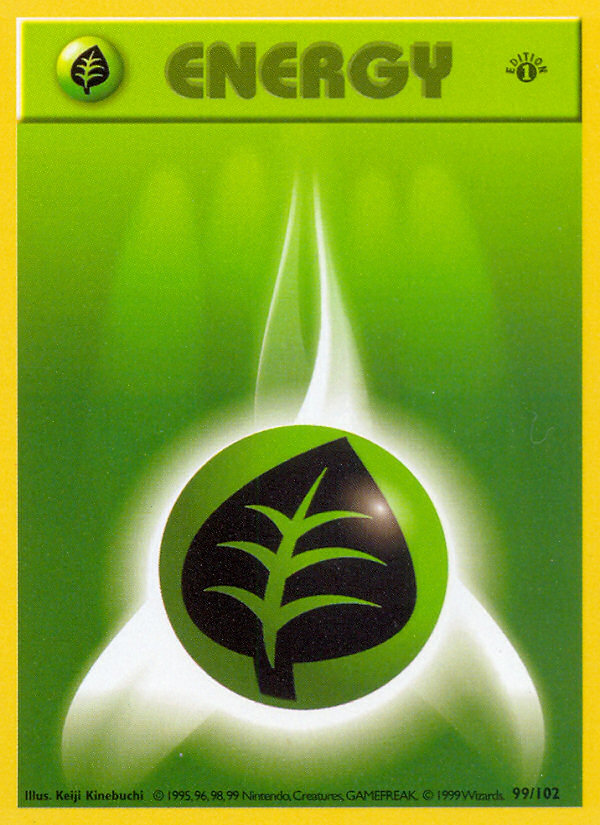 Grass Energy (99/102) (Shadowless) [Base Set 1st Edition] | Good Games North