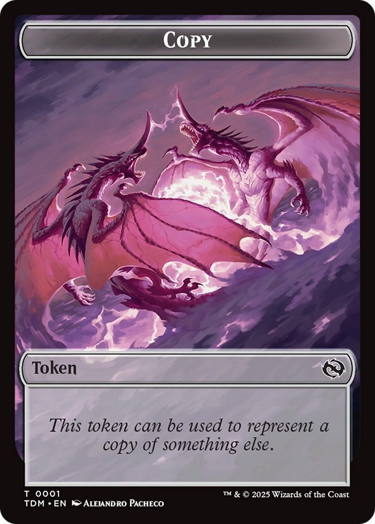 Copy // Dragon (0014) Double-Sided Token [Tarkir: Dragonstorm Commander Tokens] | Good Games North