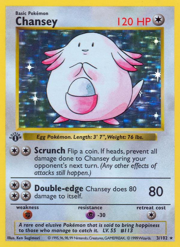 Chansey (3/102) (Shadowless) [Base Set 1st Edition] | Good Games North