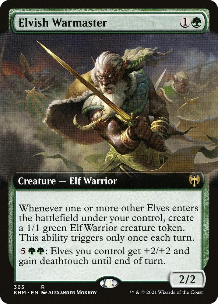Elvish Warmaster Extended Art (Kaldheim)  - Foil | Good Games North