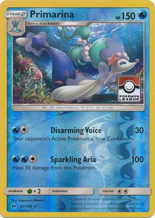 Primarina (41/149) (League Promo) [Sun & Moon: Base Set] | Good Games North