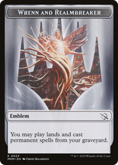 Warrior // Wrenn and Realmbreaker Emblem Double-Sided Token [March of the Machine Tokens] | Good Games North