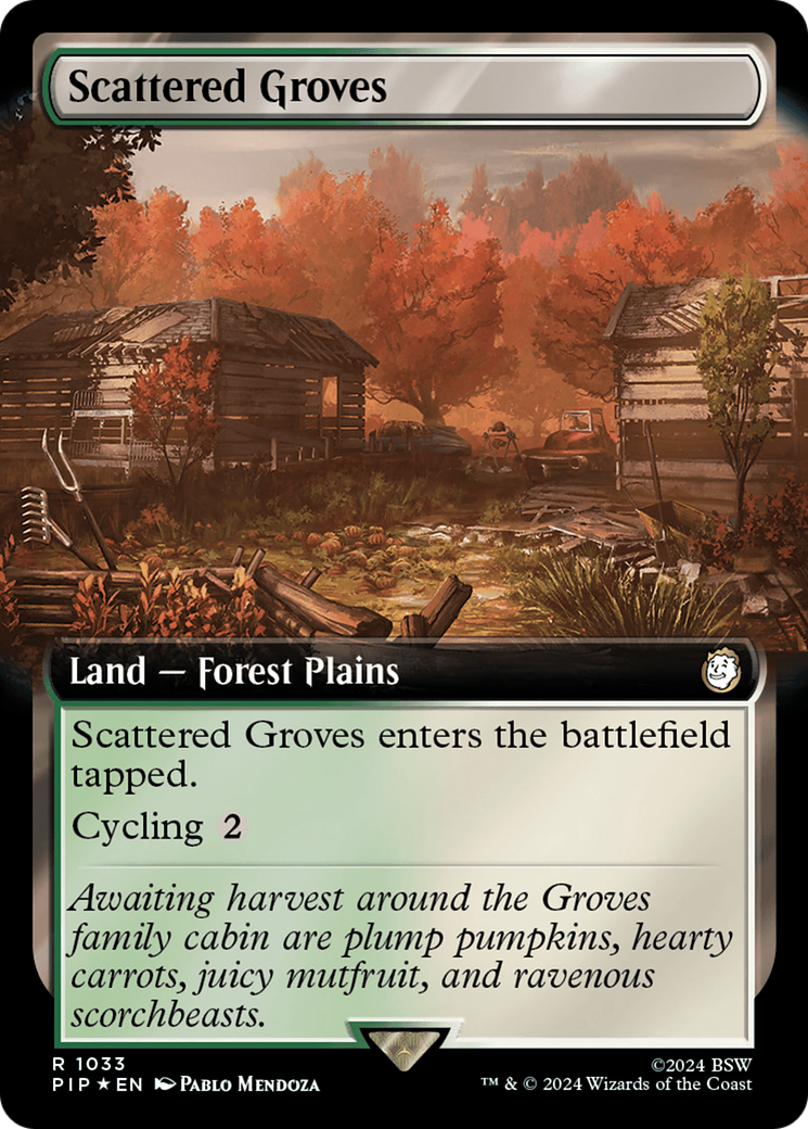 Scattered Groves (Extended Art) (Surge Foil) [Fallout] | Good Games North