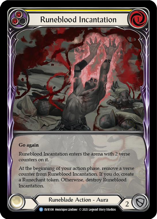 Runeblood Incantation (Yellow) [EVR108] (Everfest)  1st Edition Extended Art Rainbow Foil | Good Games North
