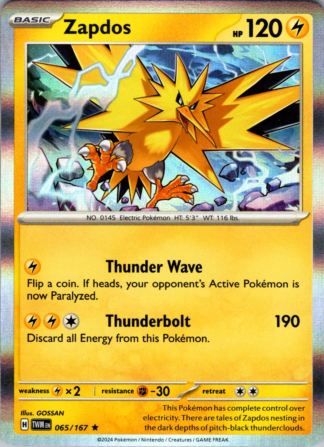 Zapdos (065/167) [Scarlet & Violet: Twilight Masquerade] | Good Games North