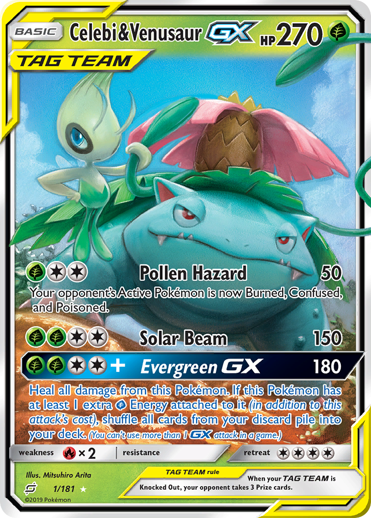 Celebi & Venusaur GX (1/181) [Sun & Moon: Team Up] | Good Games North