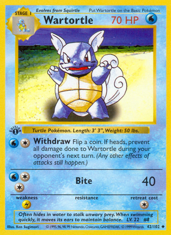 Wartortle (42/102) (Shadowless) [Base Set 1st Edition] | Good Games North