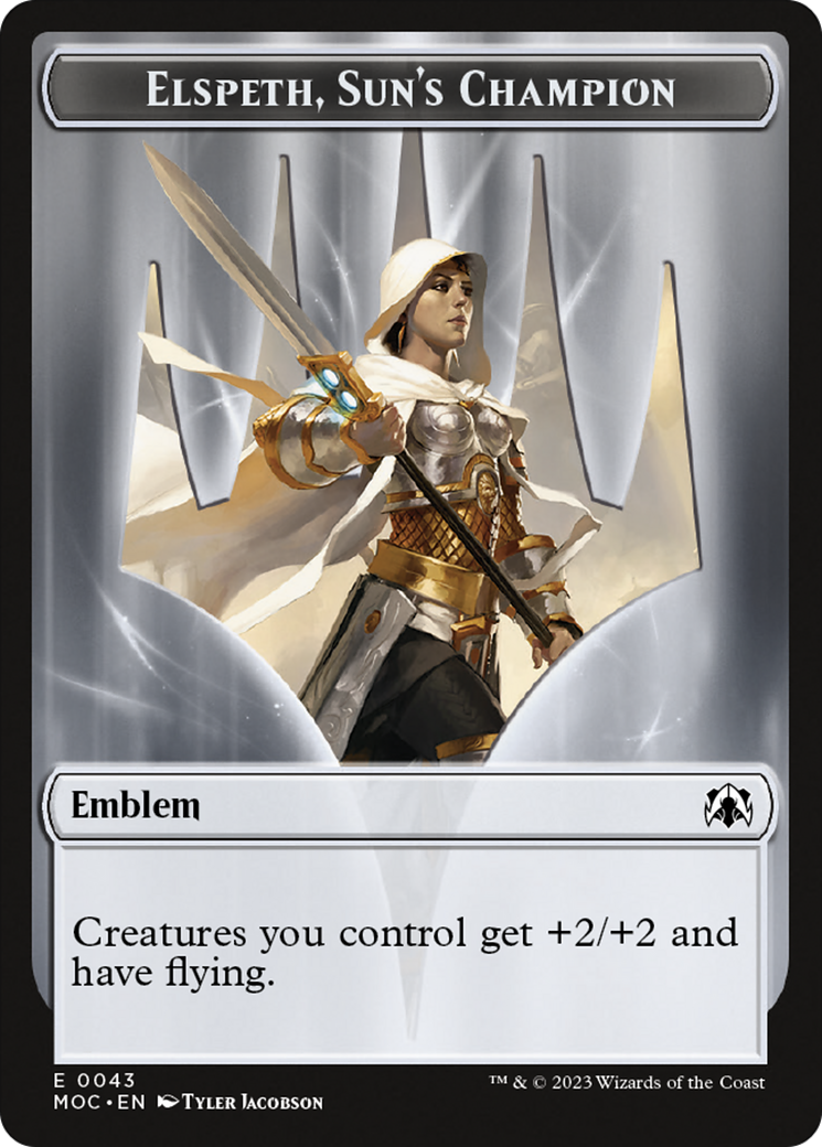 Warrior // Elspeth, Sun's Champion Emblem Double-Sided Token [March of the Machine Commander Tokens] | Good Games North