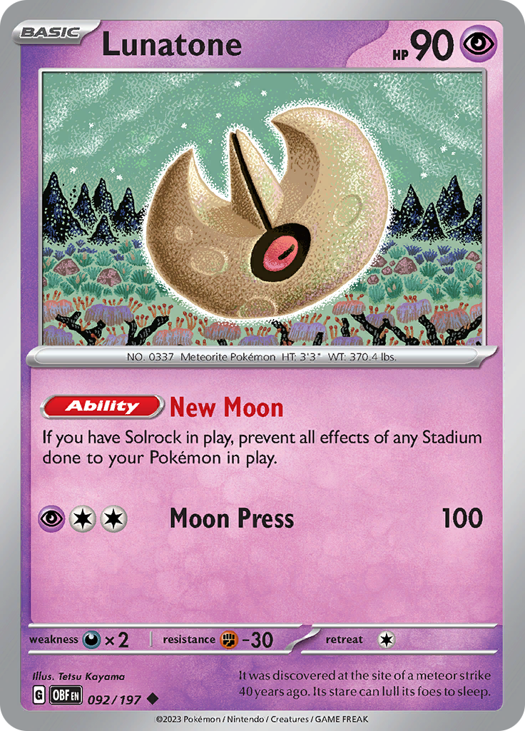 Lunatone (092/197) [Scarlet & Violet: Obsidian Flames] | Good Games North