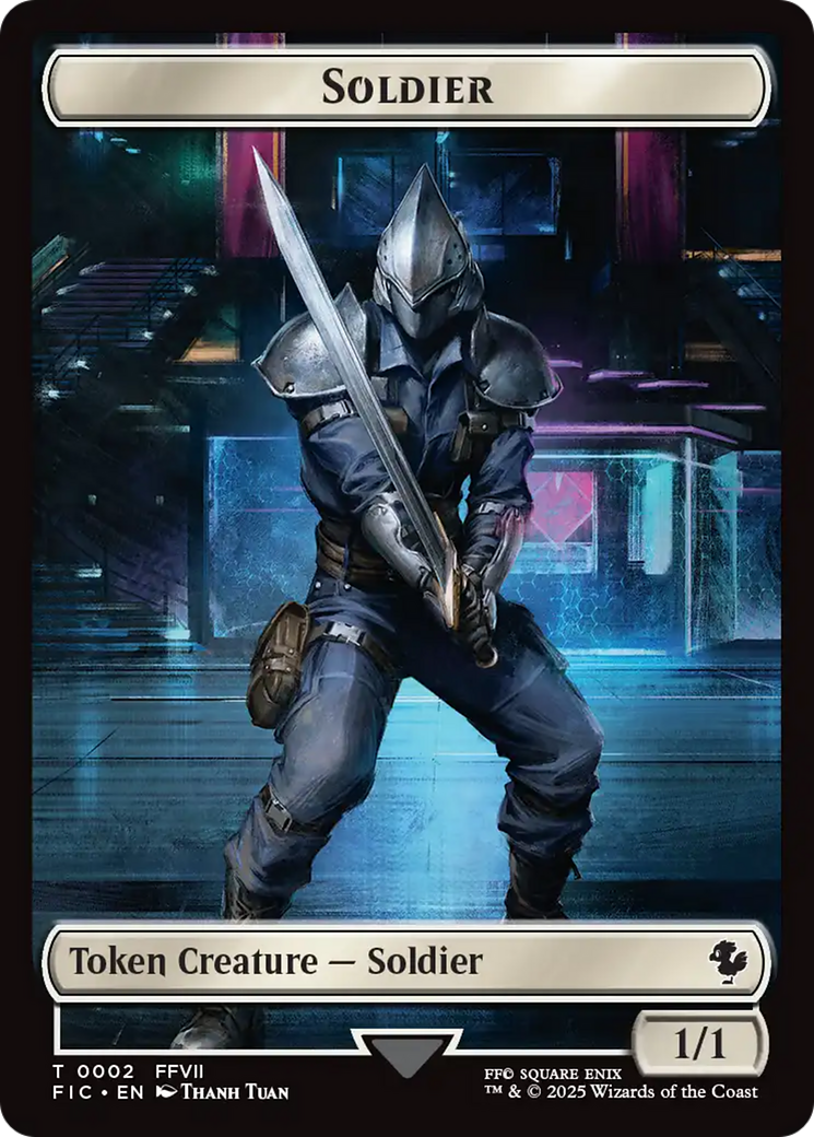 Soldier // Rebel Double-Sided Token (Surge Foil) [FINAL FANTASY Commander Tokens] | Good Games North