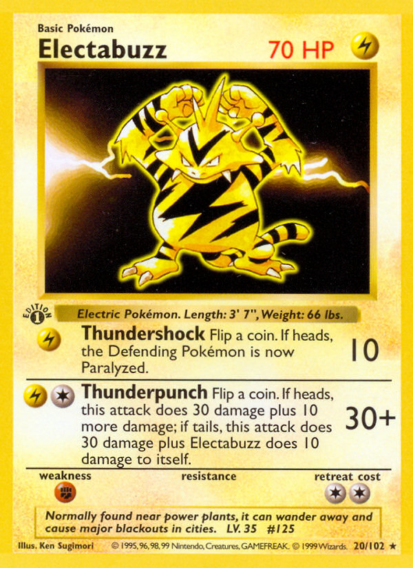 Electabuzz (20/102) (Shadowless) [Base Set 1st Edition] | Good Games North
