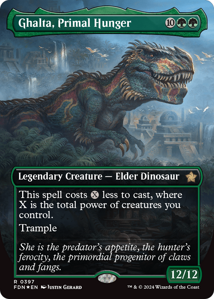 Ghalta, Primal Hunger (Borderless) (Mana Foil) [Foundations] | Good Games North