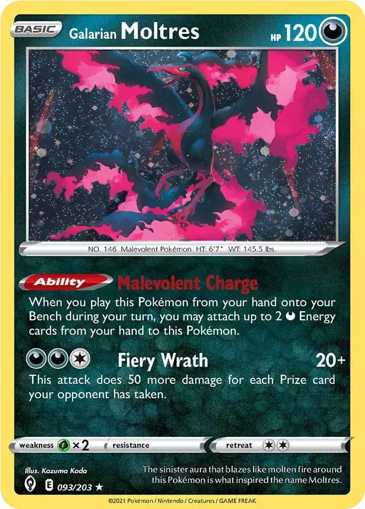 Galarian Moltres (093/203) (Cosmos Holo) [Sword & Shield: Evolving Skies] | Good Games North