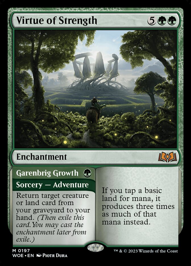 Virtue of Strength // Garenbrig Growth 197/276 (Wilds of Eldraine)  - Showcase | Good Games North