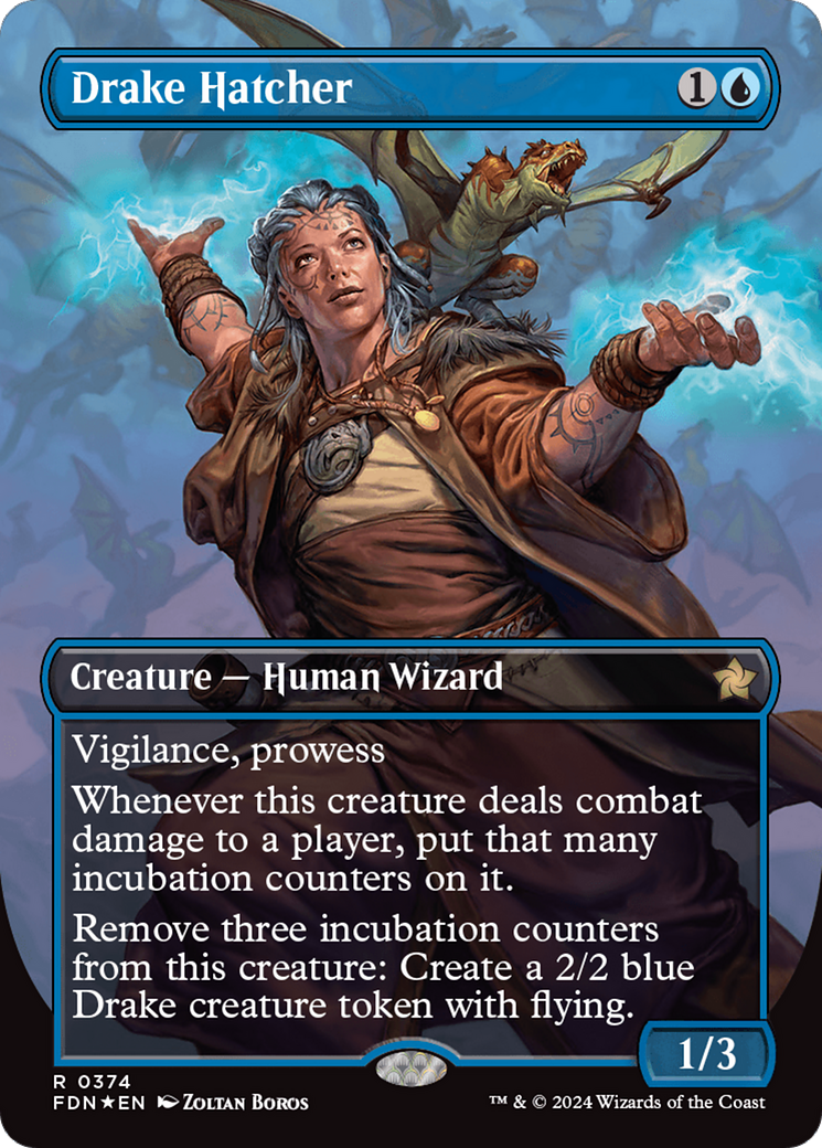 Drake Hatcher (Borderless) (Mana Foil) [Foundations] | Good Games North