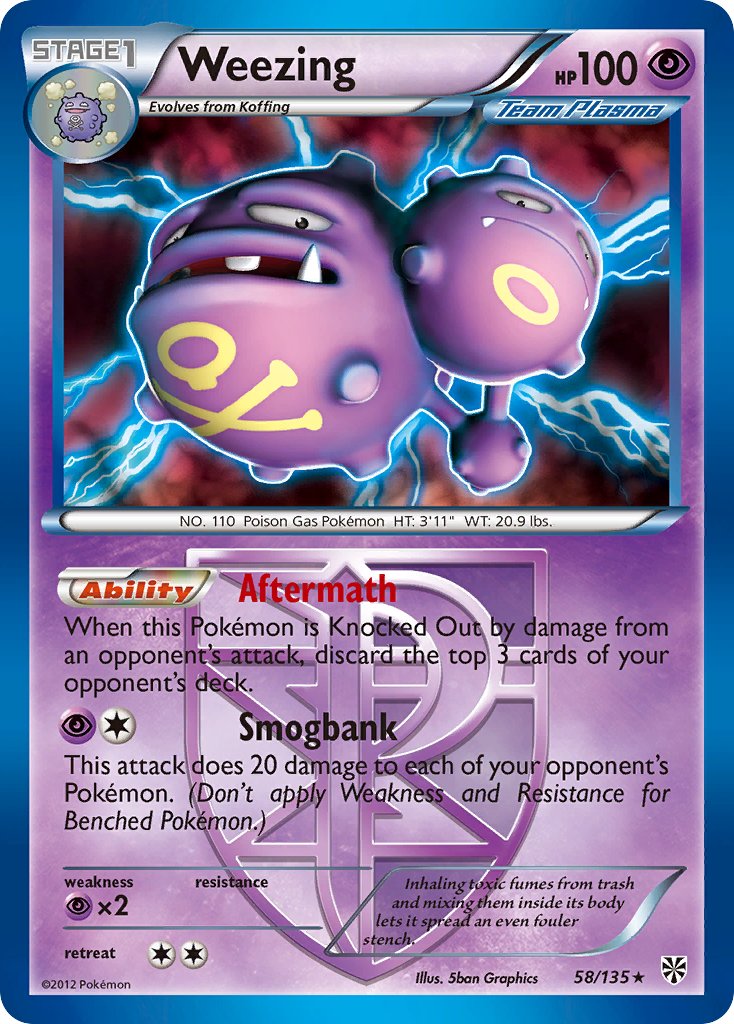 Weezing (58/135) (Theme Deck Exclusive) [Black & White: Plasma Storm] | Good Games North
