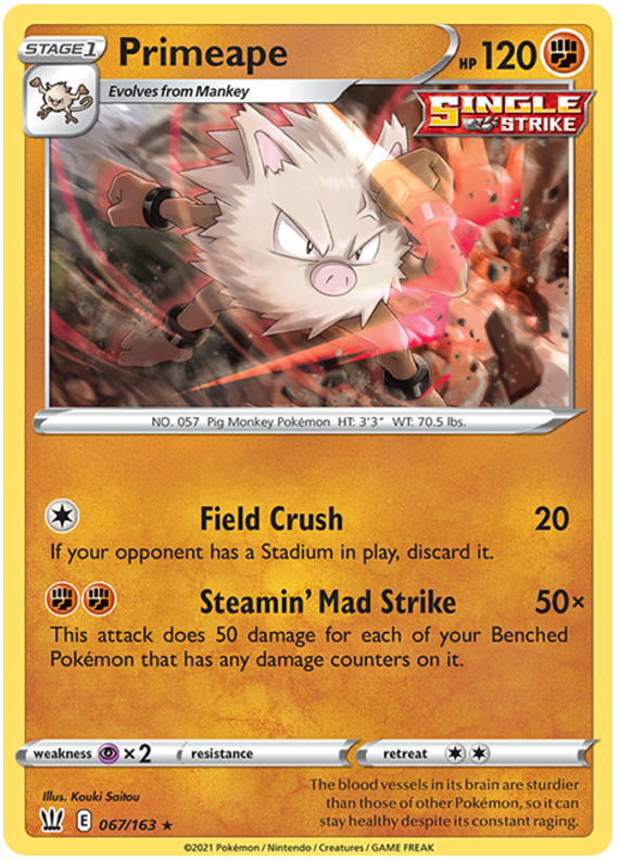 Primeape (067/163) [Sword & Shield: Battle Styles] | Good Games North
