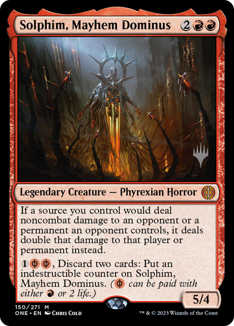 Solphim, Mayhem Dominus (Promo Pack) [Phyrexia: All Will Be One Promos] | Good Games North